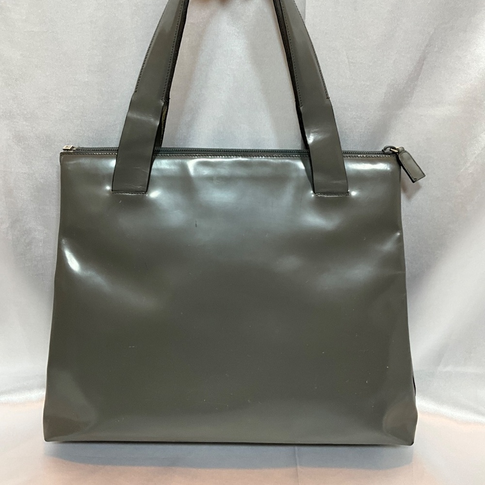 Prada gray leather tote with zipper closure.   62-H3Ab - Picture 3 of 10